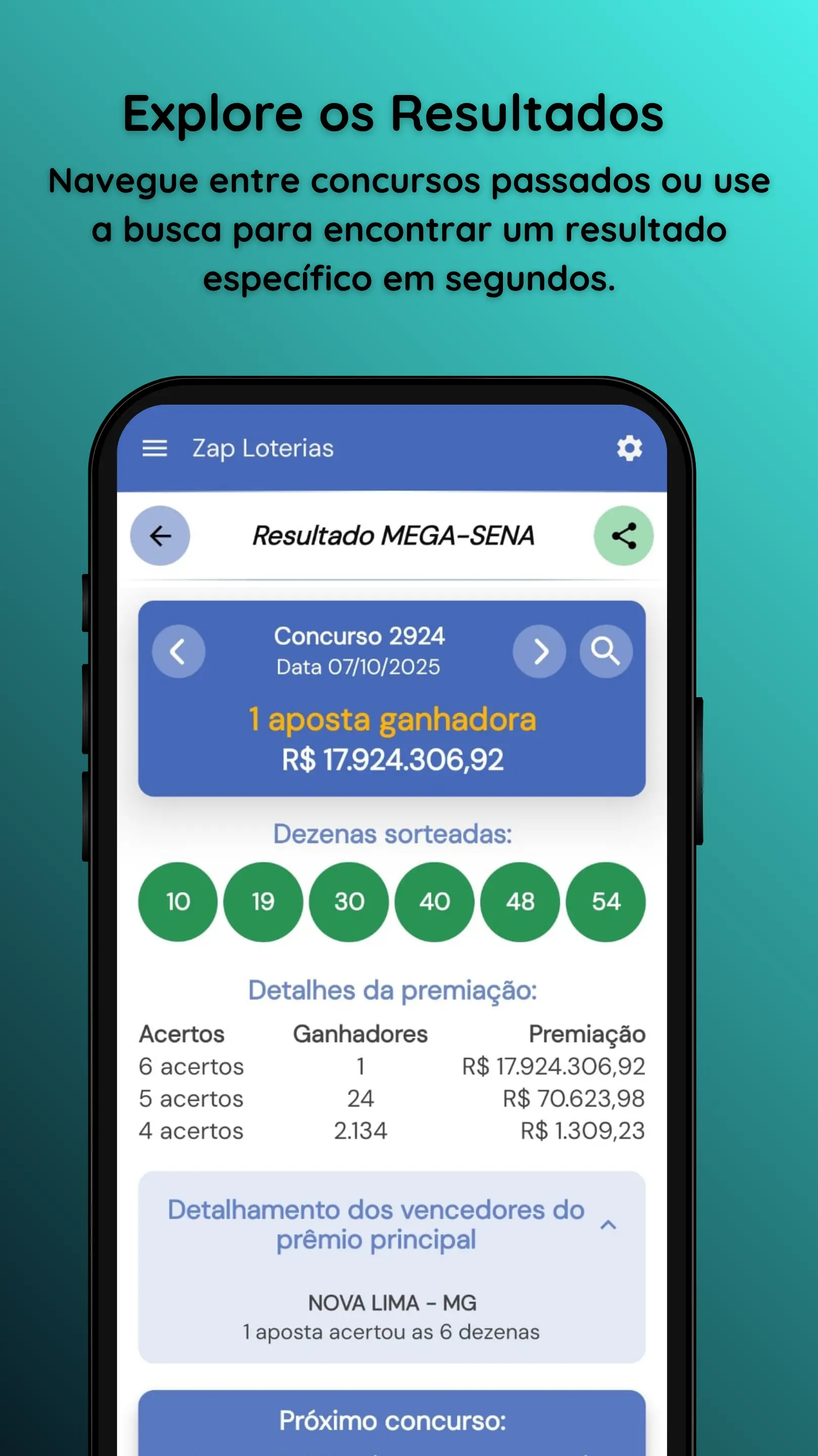 Conferência automática — Zap Loterias